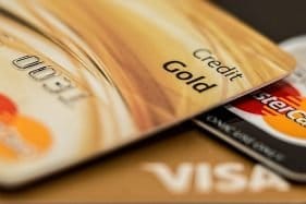 Blurred image of gold credit cards