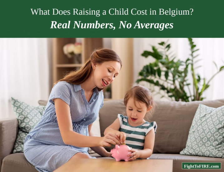 cost of raising a child in Belgium - family saving with piggy bank